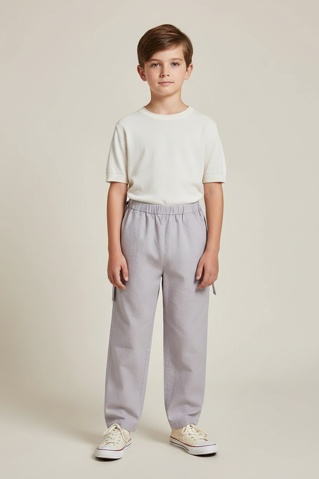 Pantalon Chinois Gris Ample Coton Enfant Confortable
