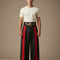 Pantalon Chinois Noir Rouge Ample Brodé Dragon - Gabardine