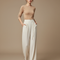 Pantalon Chinois Blanc Crème Taille Haute Fluide Chic - Viscose