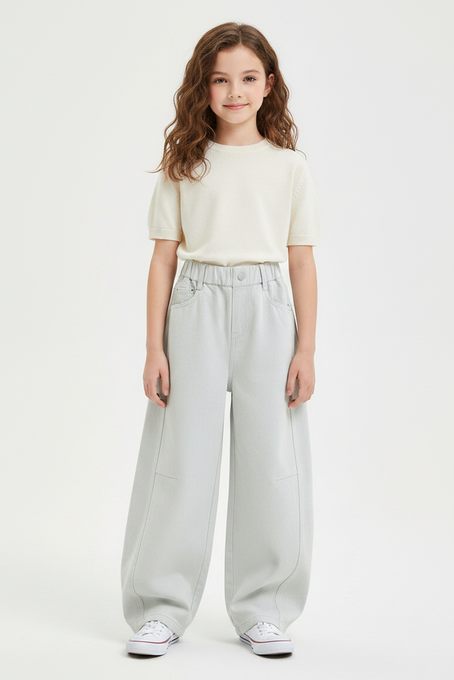 Pantalon Chinois Gris Ample Jeans Fille