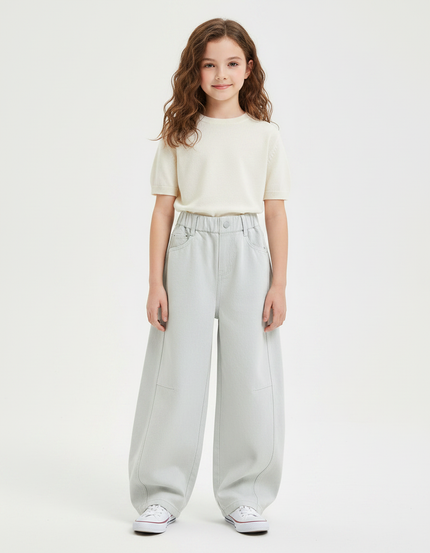Pantalon Chinois Gris Ample Jeans Fille