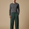 Pantalon Chinois Vert Ample Lin Unisexe Décontracté