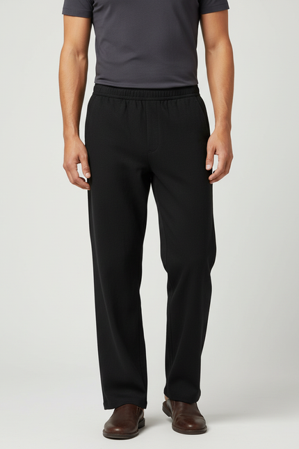 Pantalon Chinois Noir Ample Coton Confortable Homme - Molleton