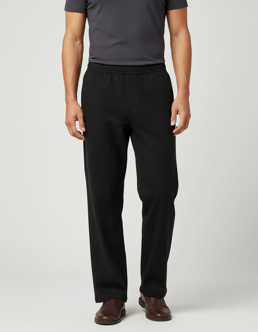 Pantalon Chinois Noir Ample Coton Confortable Homme - Molleton