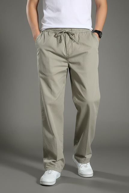 Pantalon Chinois Kaki Ample Coton Décontracté Homme