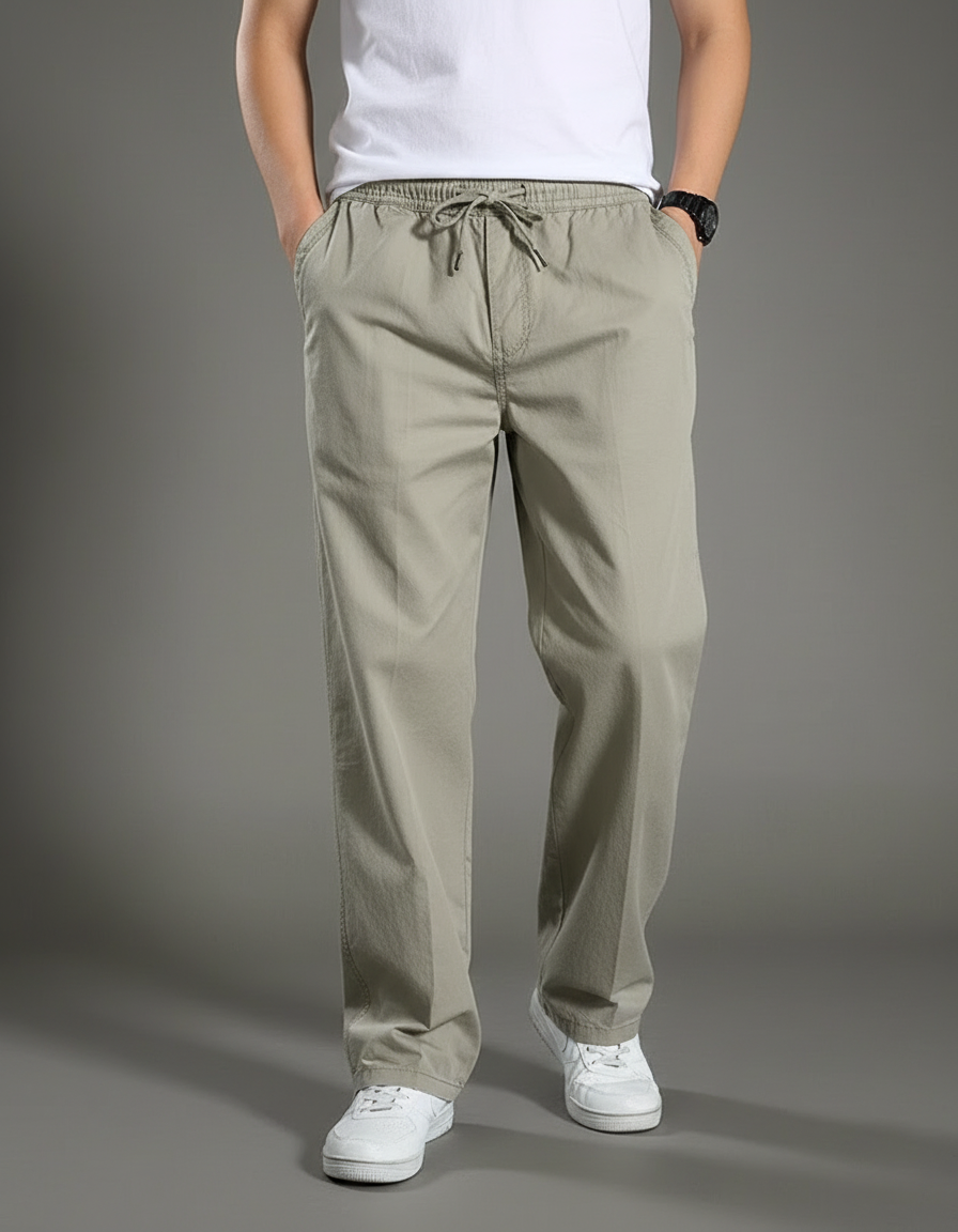 Pantalon Chinois Kaki Ample Coton Décontracté Homme