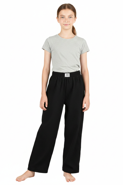 Pantalon Chinois Côtelé Noir Ample Confort Enfant - Cordé