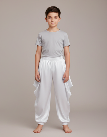 Pantalon Chinois Blanc Satiné Ample Harem Garçon