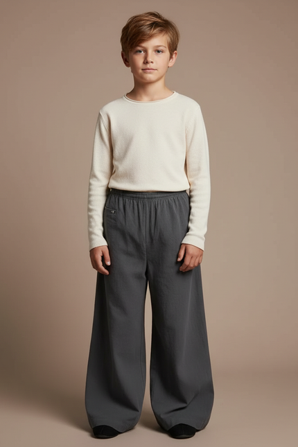 Pantalon Chinois Gris Ample Lin Enfant