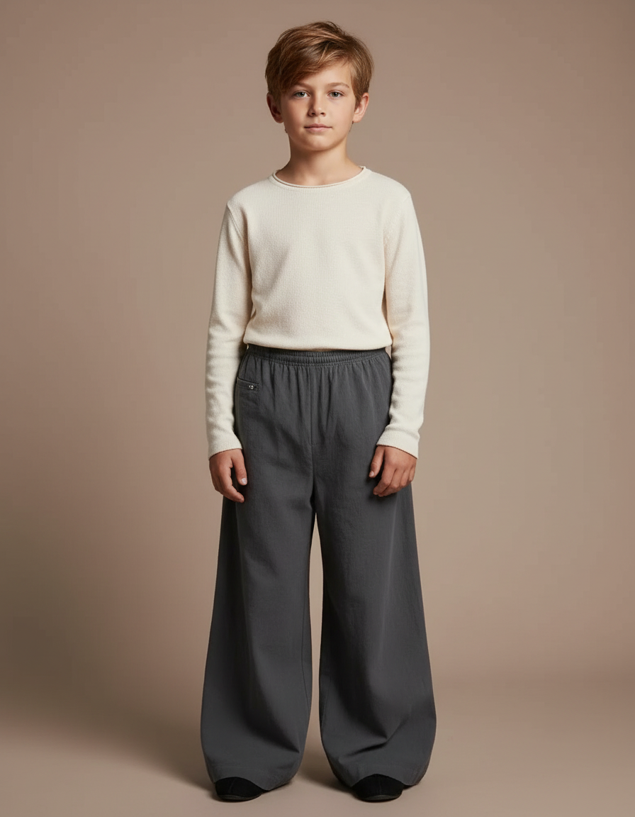 Pantalon Chinois Gris Ample Lin Enfant