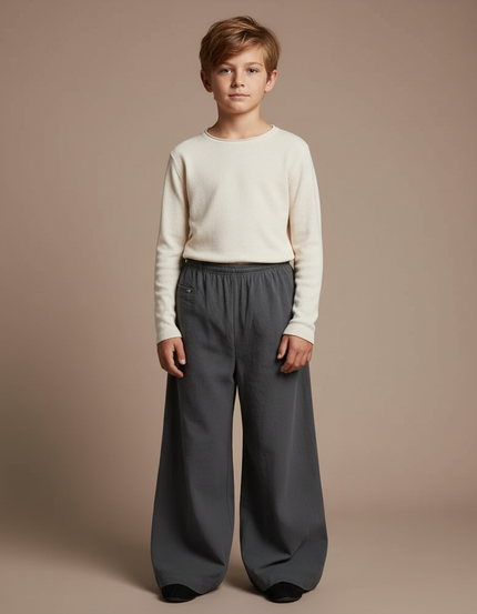 Pantalon Chinois Gris Ample Lin Enfant