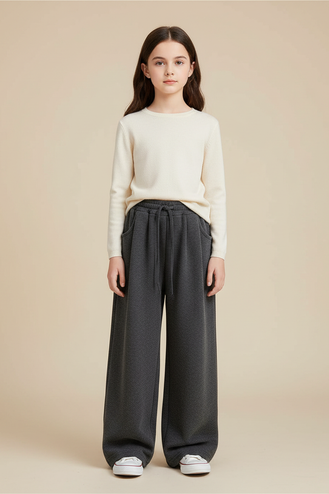 Pantalon Chinois Gris Ample Coton Sport Enfant - Molleton