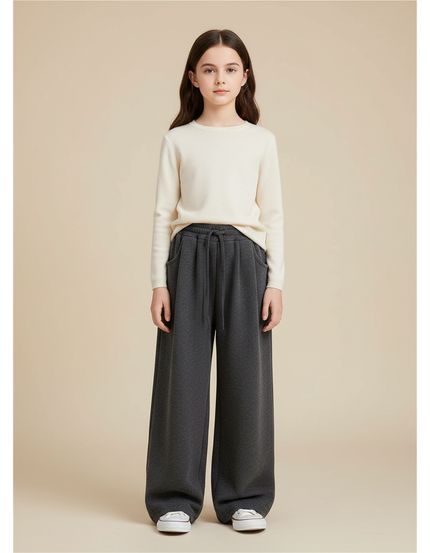 Pantalon Chinois Gris Ample Coton Sport Enfant - Molleton