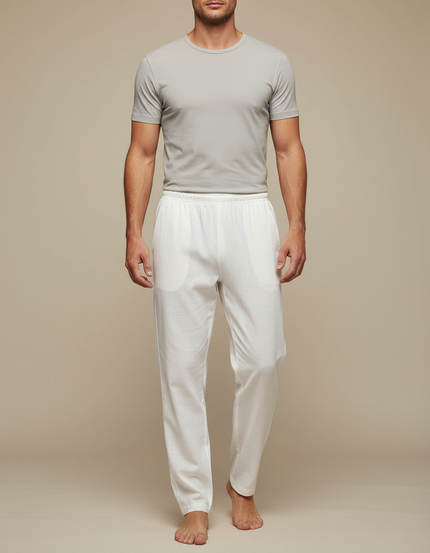 Pantalon Chinois Blanc Ample Lin Confortable Homme