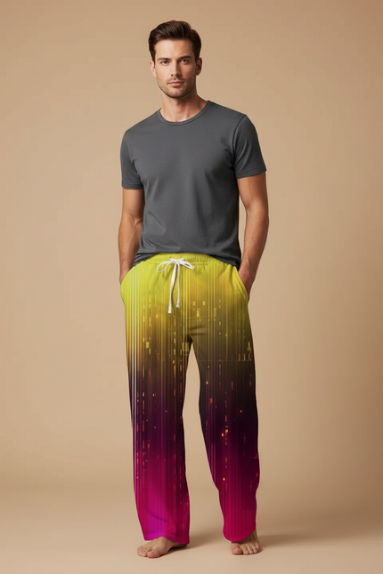 Pantalon Chinois Dégradé Fluorescent Ample Cordon Homme - Multicolore Polyester