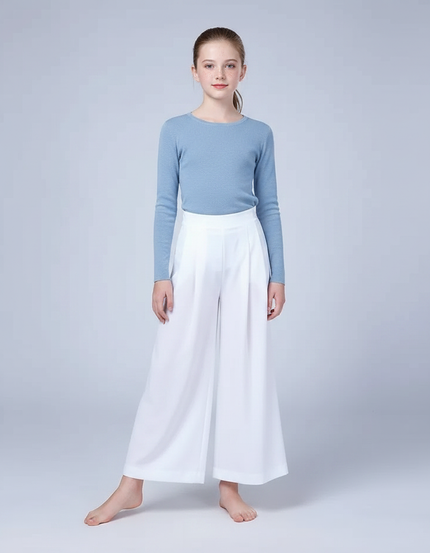 Pantalon Chinois Blanc Ample Plissé Enfant - Polyester