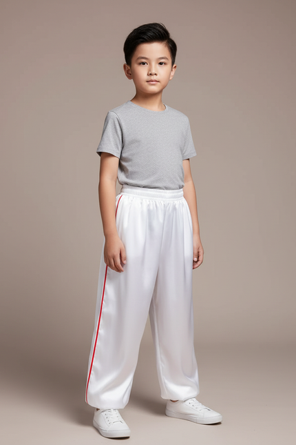 Pantalon Chinois Garçon Blanc Ample - Satin