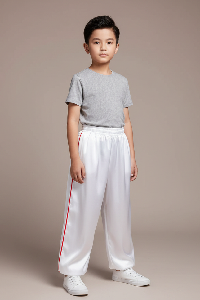 Pantalon Chinois Garçon Blanc Ample - Satin