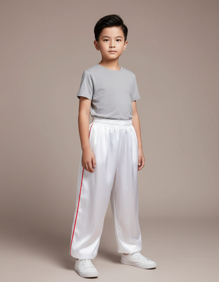 Pantalon Chinois Garçon Blanc Ample - Satin