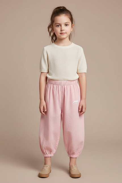 Pantalon Chinois Rose Enfant Coton Ample Confortable