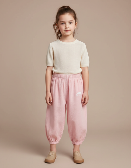 Pantalon Chinois Rose Enfant Coton Ample Confortable