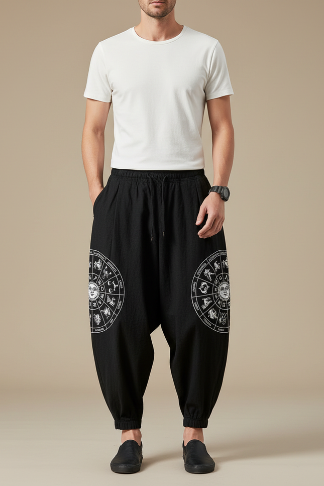 Pantalon Chinois Noir Ample Coton Constellation Homme