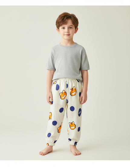 Pantalon Chinois Coton Rayé Tigre Pois Ample Enfant - Imprimé