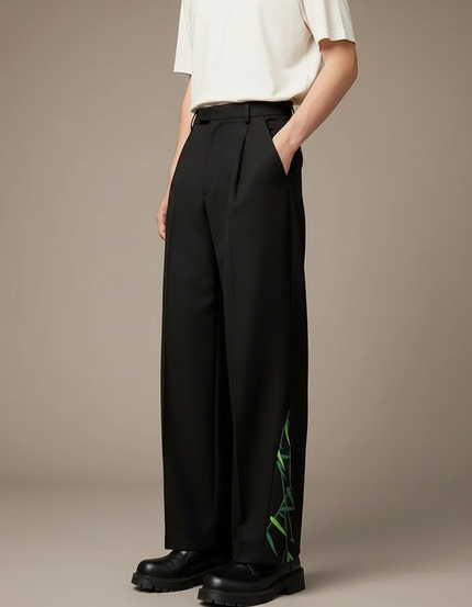 Pantalon Chinois Noir Ample Bambou Élégant Homme - Viscose