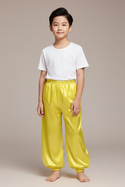 Pantalon Chinois Jaune Satiné Ample Enfant