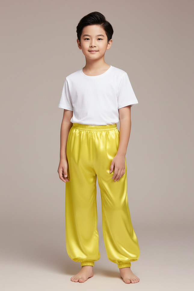 Pantalon Chinois Jaune Satiné Ample Enfant