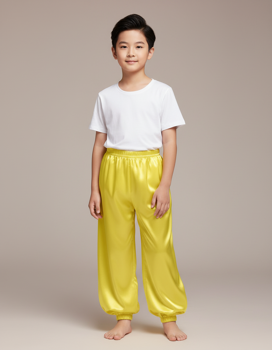 Pantalon Chinois Jaune Satiné Ample Enfant