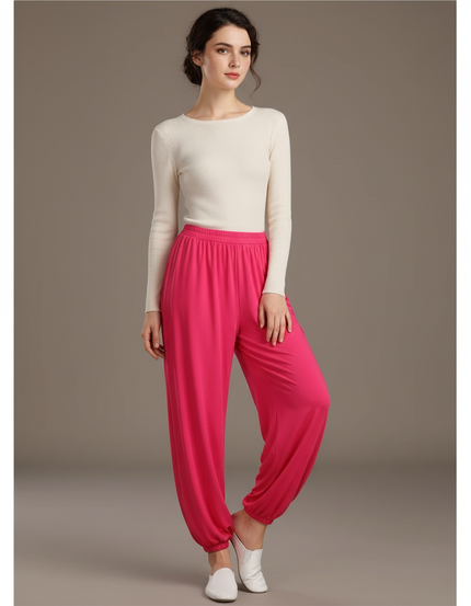 Pantalon Chinois Rose Ample Fluide Sport Femme - Viscose