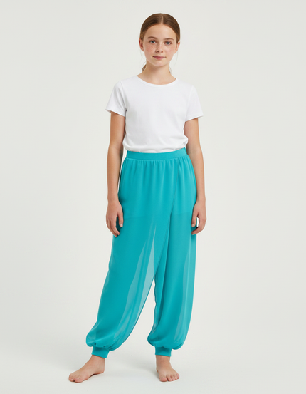 Pantalon Chinois Turquoise Fluide Harem Fille - Bleu Polyester