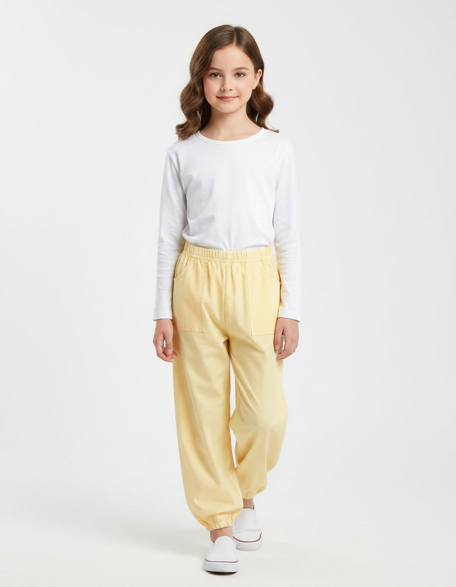 Pantalon Chinois Jaune Ample Coton Enfant