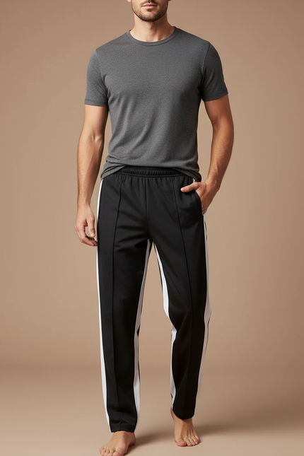 Pantalon Chinois Noir Blanc Sport Décontracté Homme - Polyester