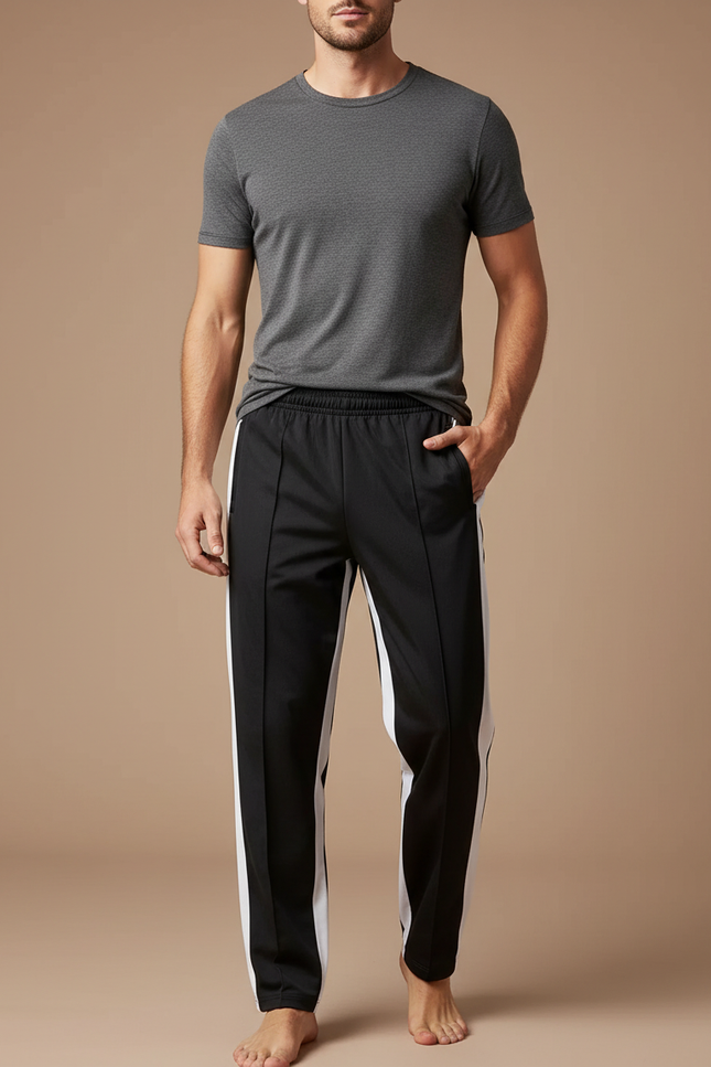 Pantalon Chinois Noir Blanc Sport Décontracté Homme - Polyester