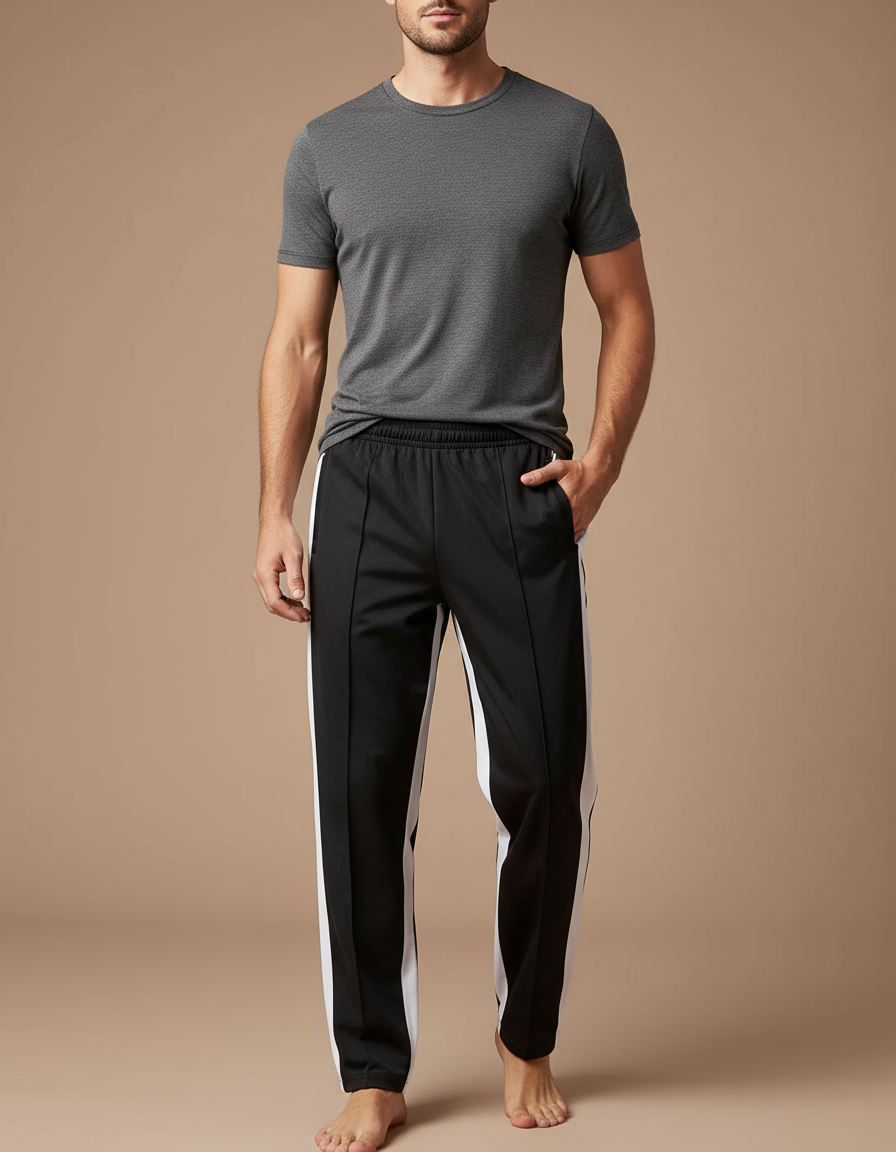 Pantalon Chinois Noir Blanc Sport Décontracté Homme - Polyester