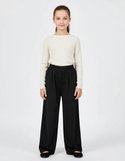 Pantalon Chinois Noir Ample Unisexe Traditionnel - Polyester