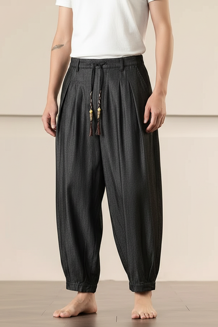 Pantalon Chinois Gris Foncé Ample Harem Décontracté - Jean