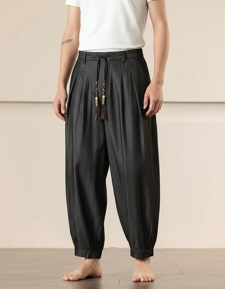 Pantalon Chinois Gris Foncé Ample Harem Décontracté - Jean