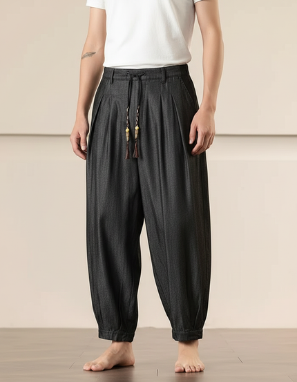 Pantalon Chinois Gris Foncé Ample Harem Décontracté - Jean