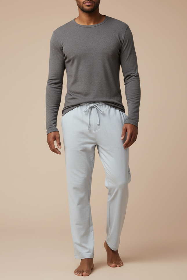 Pantalon Chinois Gris Clair Fluide Confortable Homme - Maille