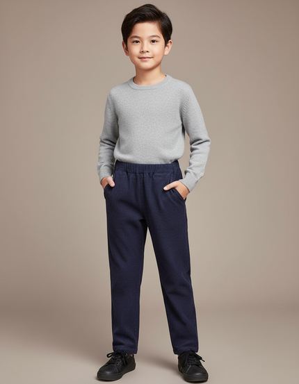 Pantalon Chinois Bleu Marine Côtelé Décontracté Enfant - Cordé