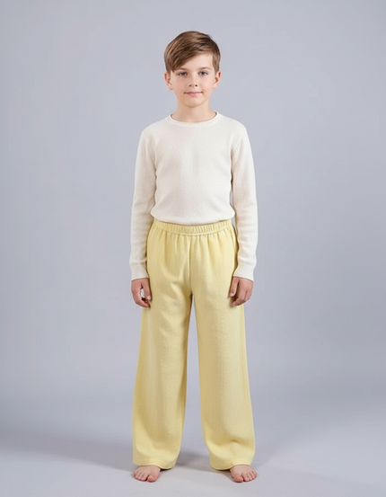 Pantalon Chinois Jaune Ample Enfant Décontracté Coton - Lin