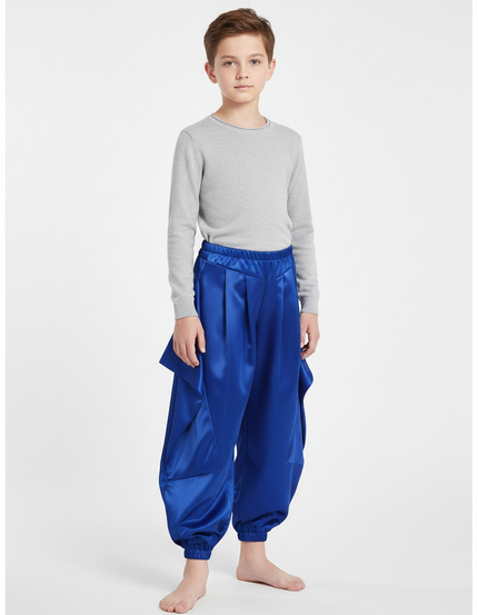 Pantalon Chinois Bleu Royal Satiné Ample Bouffant Enfant