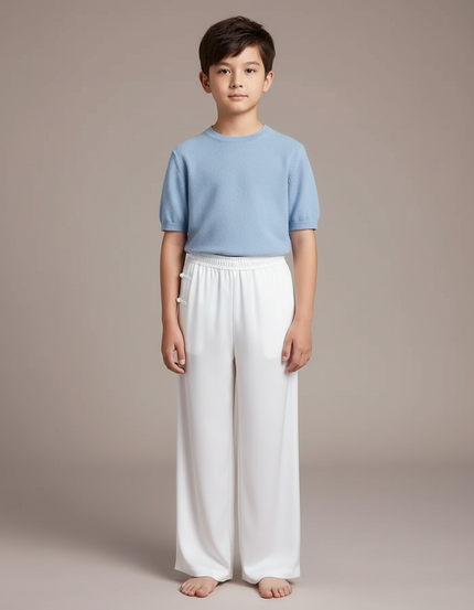 Pantalon Chinois Blanc Ample Fluide Satiné Enfant