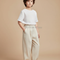 Pantalon Chinois Beige Ample Lin Décontracté Garçon