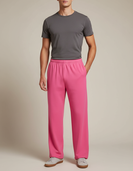 Pantalon Chinois Rose Vif Ample Coton Décontracté - Molleton