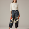 Pantalon Chinois Imprimé Grue Japonaise Fluide Femme - Satin
