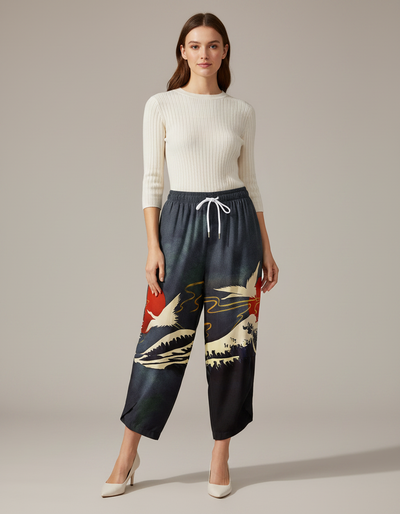 Pantalon Chinois Femme Bleu Marine
